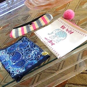 Bundle 3 zip top cosmetic bags nwot